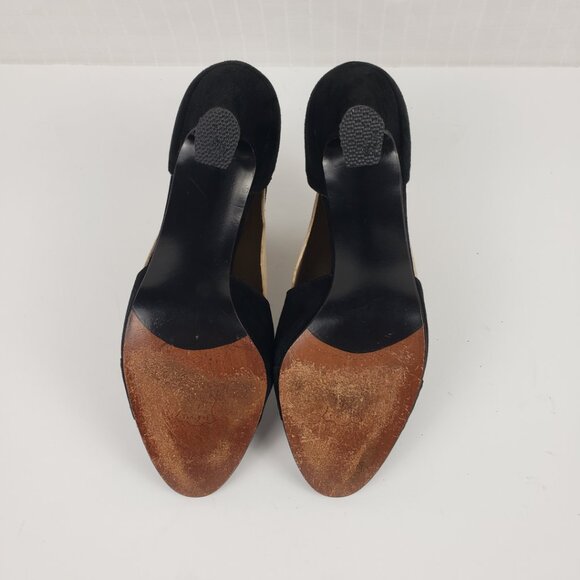 Stuart Weitzman Sz 7 Black TStrap Heels for Neiman Marcus Slits 3" Suede Shoes - Picture 8 of 16